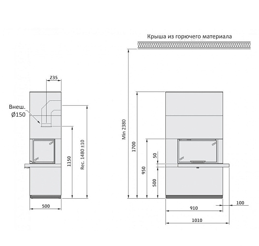 Артстоун, черная скамья и полка, гранит, Contura i 41a_7